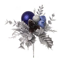 Wheat Pick with Pine Cones & Ornament Balls 2024 Christmas Collection - Larksilk