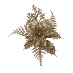 Holly Pick with Poinsettia & Ornament Balls 2024 Christmas Collection - Larksilk