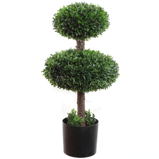 27" Double Boxwood Topiary Tree in Black Pot
