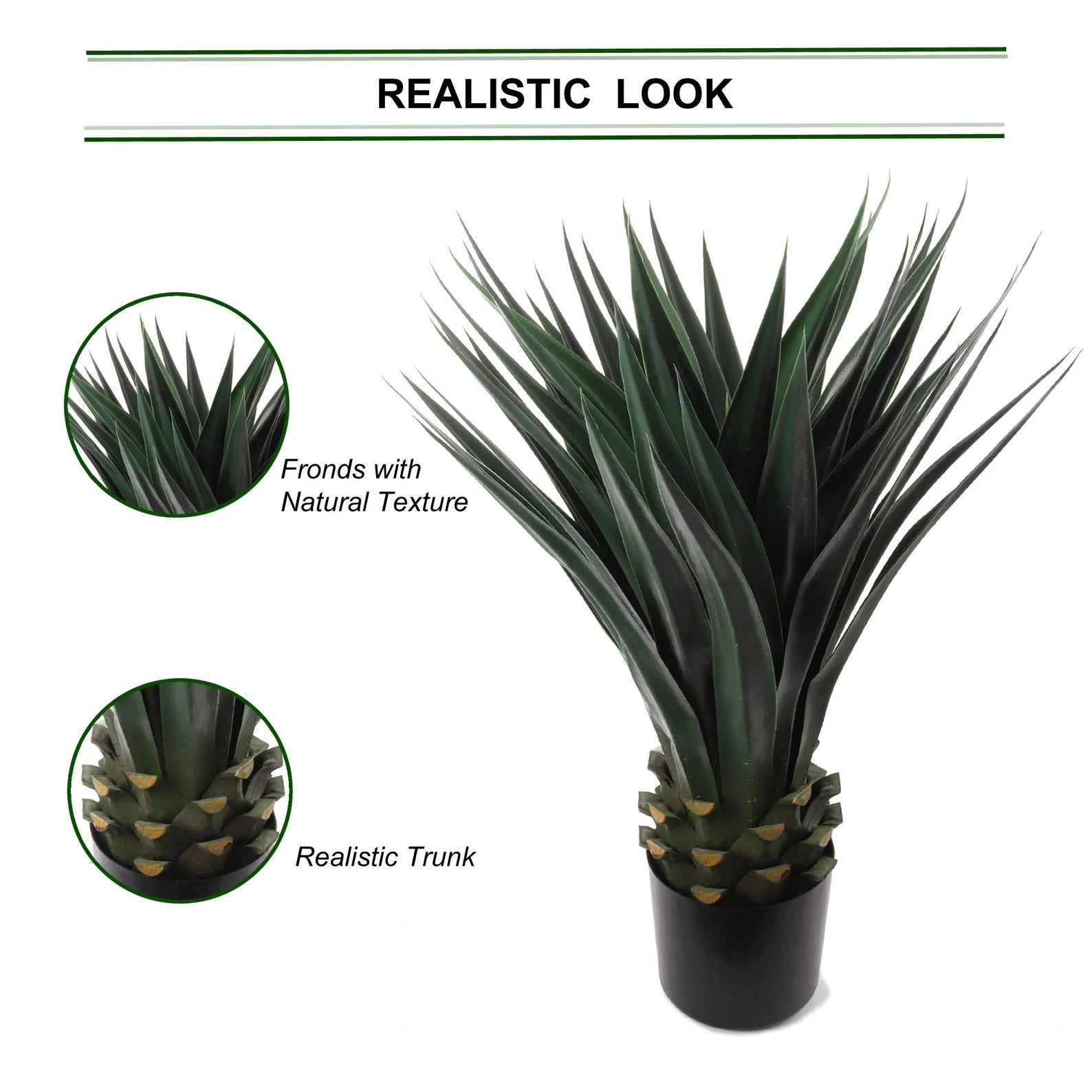 36" AGAVE W/50 LVS IN POT - Larksilk