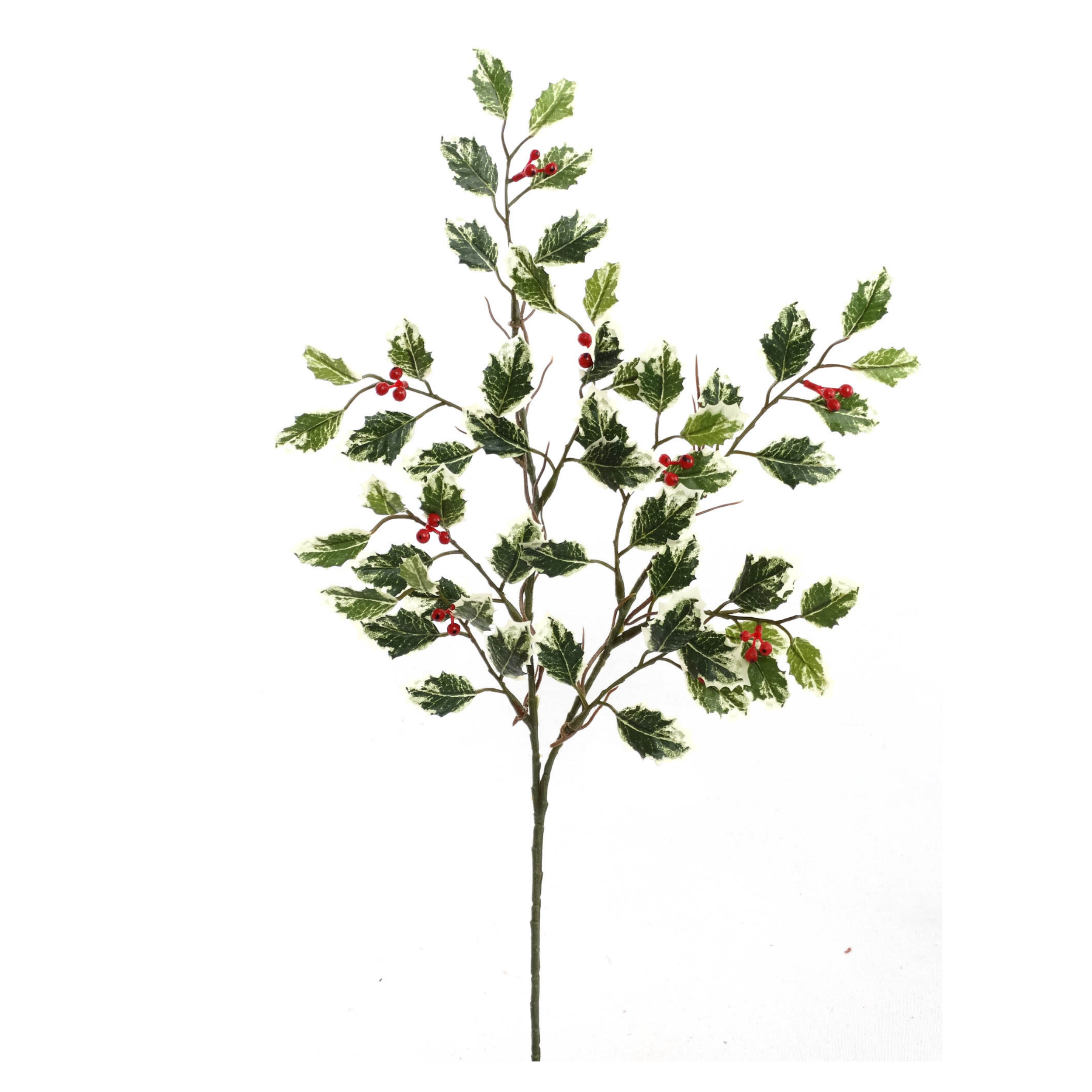 17" Mini Holly Spray with Berries - 54 Leaves - Larksilk