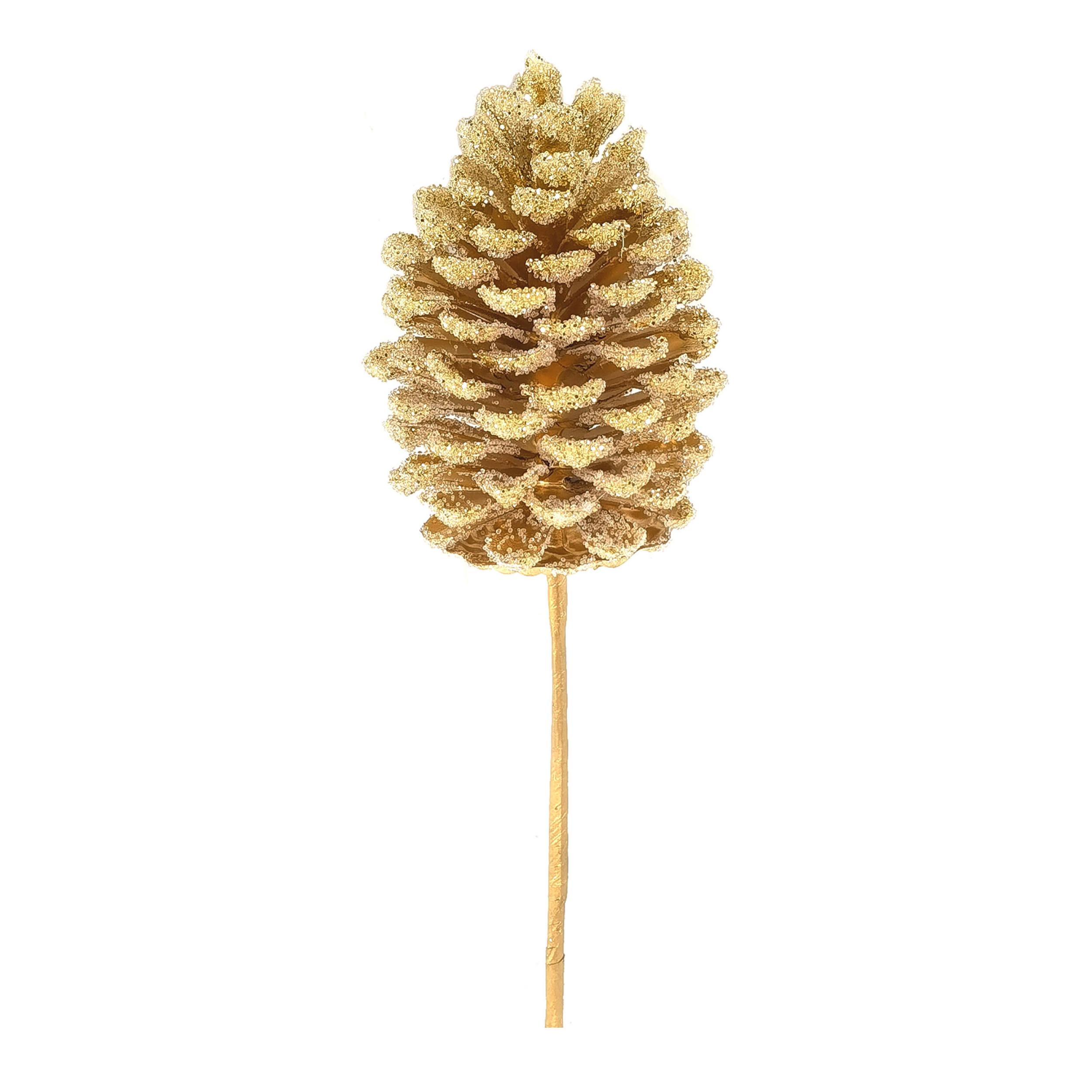 10" Glitter Pine Cone Pick 2024 Christmas Collection - Larksilk