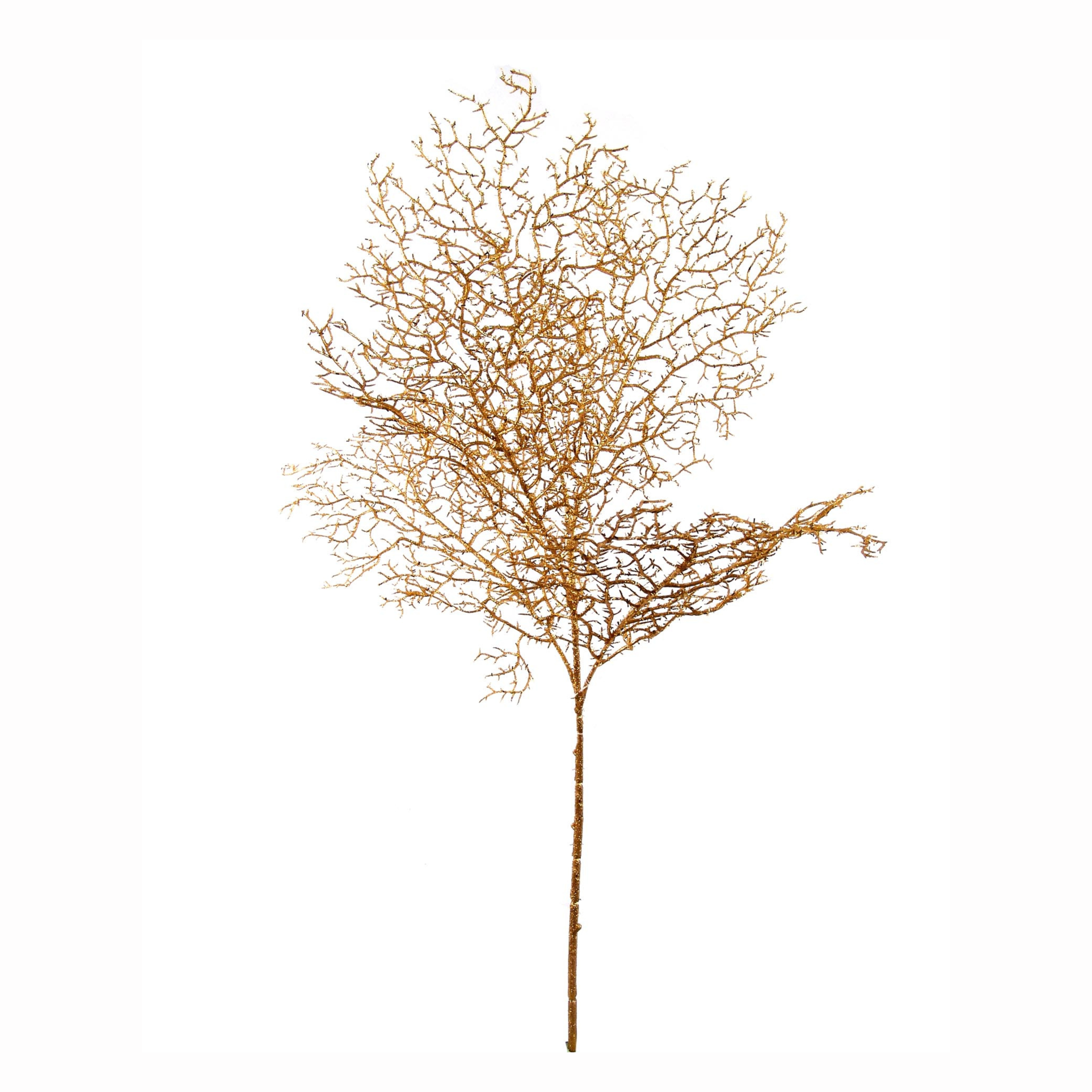 30" Glitter Coral Fern Spray - Larksilk