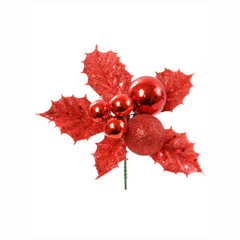 Glitter Holly Pick with Mixed Balls 2024 Christmas Collection - Larksilk