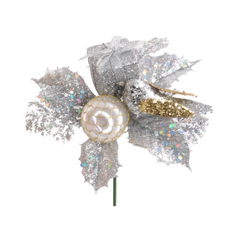 Glitter Cedar Pick with Gift Box, Bird, & Ball - 2025 Christmas Collection - Larksilk
