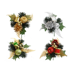 Glitter Pine Pick with Fruits, Pine Cone, Berries & Drum 2024 Christmas Collection - Larksilk