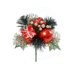 Holly Cedar Pine Pick with Gift Box, Ball, & Berries 2024 Christmas Collection - Larksilk