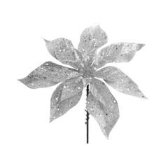 Glitter Poinsettia Pick - 8.5" Diameter 2024 Christmas Collection - Larksilk