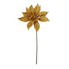 4" Glitter Poinsettia Pick 2024 Christmas Collection - Larksilk