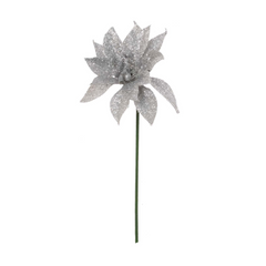 4" Glitter Poinsettia Pick 2024 Christmas Collection - Larksilk