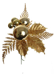Glitter Holly Pick with Balls 2024 Christmas Collection - Larksilk