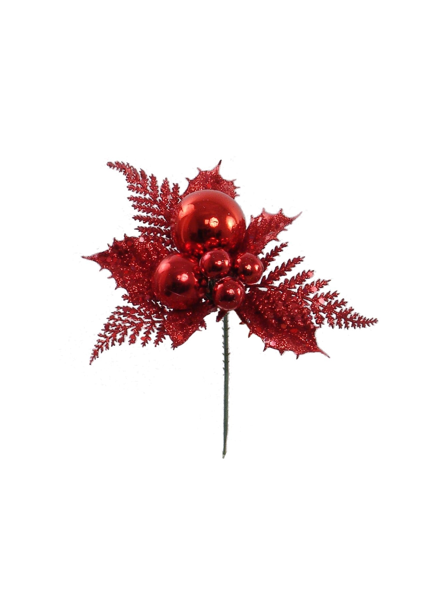 Glitter Holly Pick with Balls 2024 Christmas Collection - Larksilk