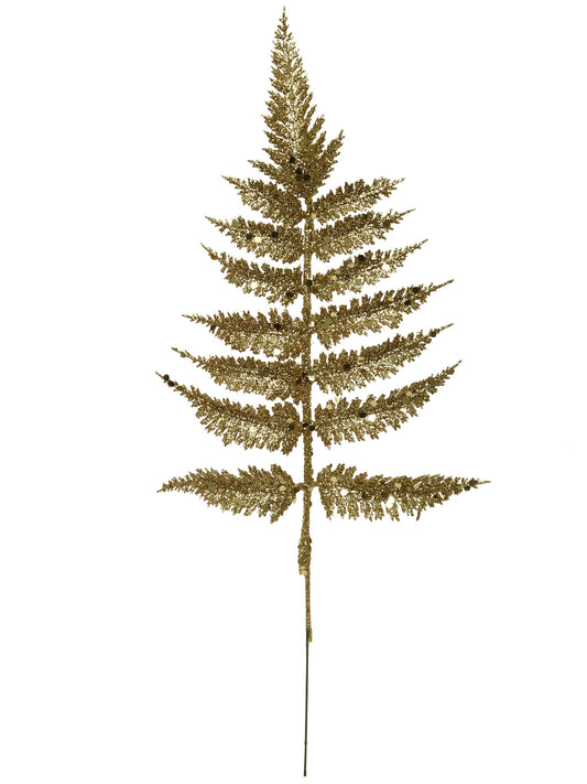 Larksilk 8" Glitter Leatherleaf Pick, Sparkling Artificial Leaf Stem for Christmas Tree, Wreaths, Garlands, Floral Arrangements & Holiday Home Decor