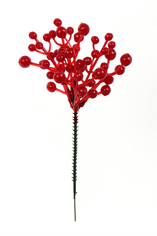 Larksilk Red 8" Plastic Berry Pick with 41 Berries, Artificial Christmas Decorative Stem for Wreaths, Garlands, Tree Decor & Holiday Home Decor