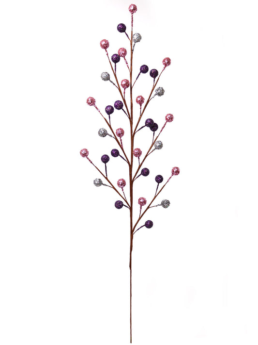 Larksilk 19" Glitter Berry Spray, Sparkling Artificial Berry Branch for Christmas Tree, Wreaths, Garlands, Holiday Floral Arrangements & Festive Home Decor
