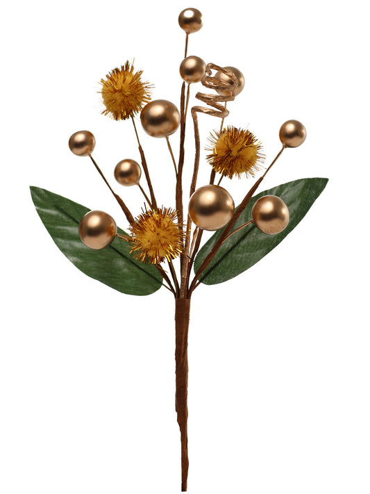Larksilk 7.5" Berry Pom Pom Pick, Artificial Decorative Berry Stem for Christmas Tree, Wreaths, Garlands, Floral Arrangements & Holiday Home Decor