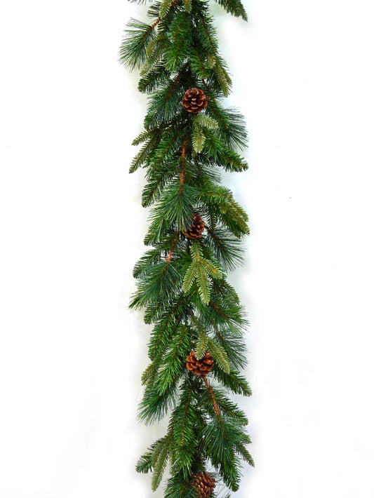 Angel Pine Garland with Pine Cones with 228 Green Tips  - 9'x12"