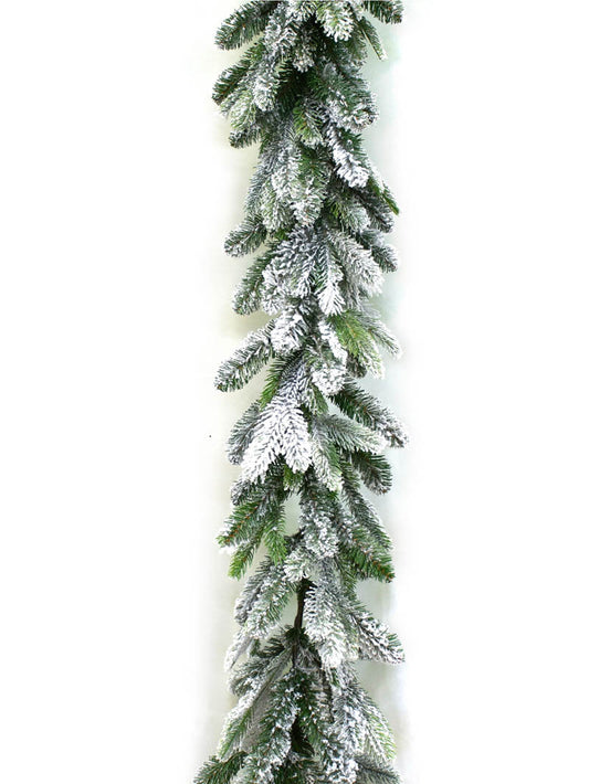 9'X14" FLOCKED GREEN HILL PINE GARLAND 2024 Christmas Collection - Larksilk