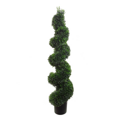 44" Boxwood Spiral Topiary Tree in Black Pot