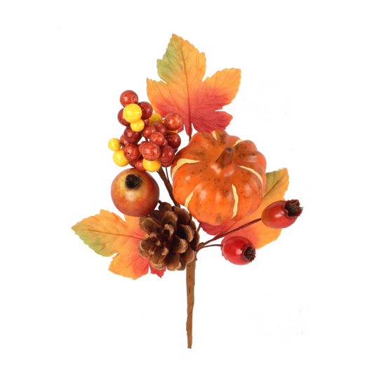 Mini Pumpkin Berry Pick with Pine Cone - Fall
