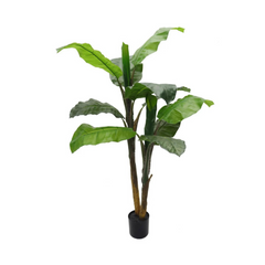 4ft Banana Tree in Black Pot w/ 12 Silk Leaves