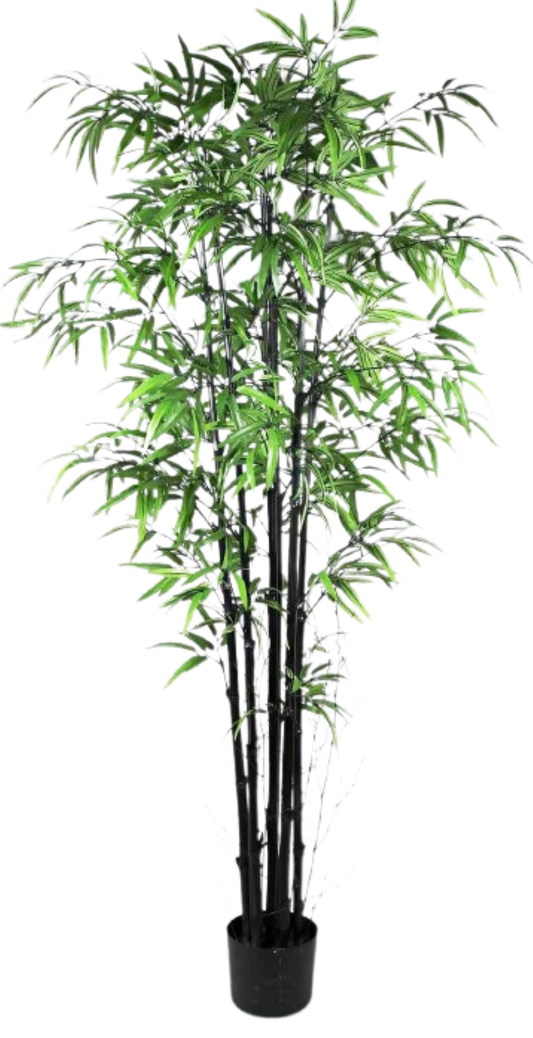 6FT Artificial Black Bamboo Tree with 1296 Leaves – Realistic Faux Indoor Plant, Modern Decorative Tree for Home, Office, Living Room Décor