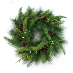 20" Pine Wreath with Pine Cones & Juniper Sprays