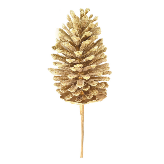 15" Glitter Pine Cone Pick