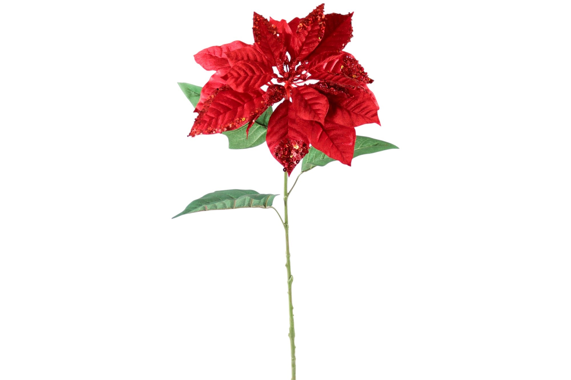 33" White Poinsettia Stem - Larksilk