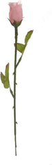Artificial Pink Rose Bud with 2 Leaves - 2026 Spring Collection