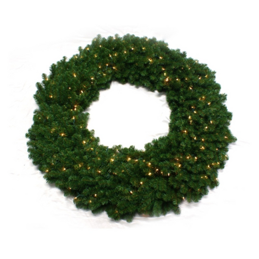 60" Northern Spruce Wreath with 1200 Green Tips - 300 Warm LED Lights