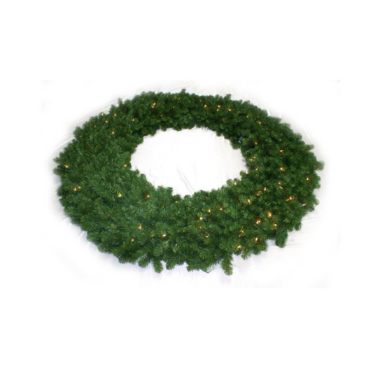 72" Northern Spruce Wreath with 1600 Green Tips - 300 LED Lights