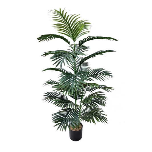 4ft Areca Palm Tree in Black Pot w/ Silk Leaves