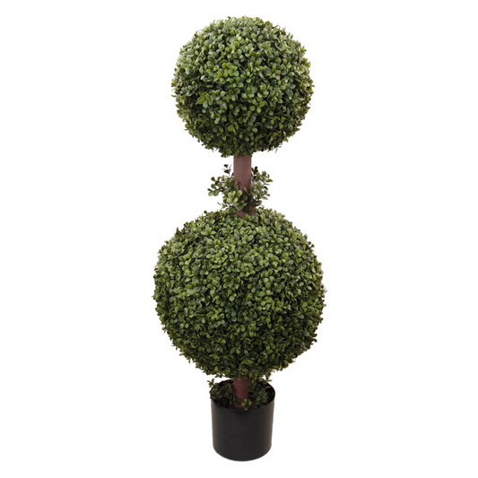 3ft Double Boxwood Ball Topiary Tree in Black Pot
