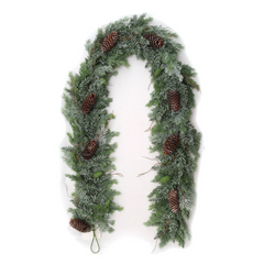 6ft Frosted Pine Garland with Pine Cones