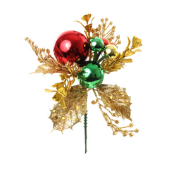 Holly Pick with Boxwood Leaves & Ornament Balls 2024 Christmas Collection - Larksilk