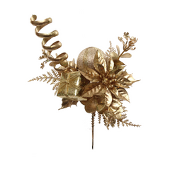 Poinsettia Xmas Pick with Gift Box & Ornament Ball