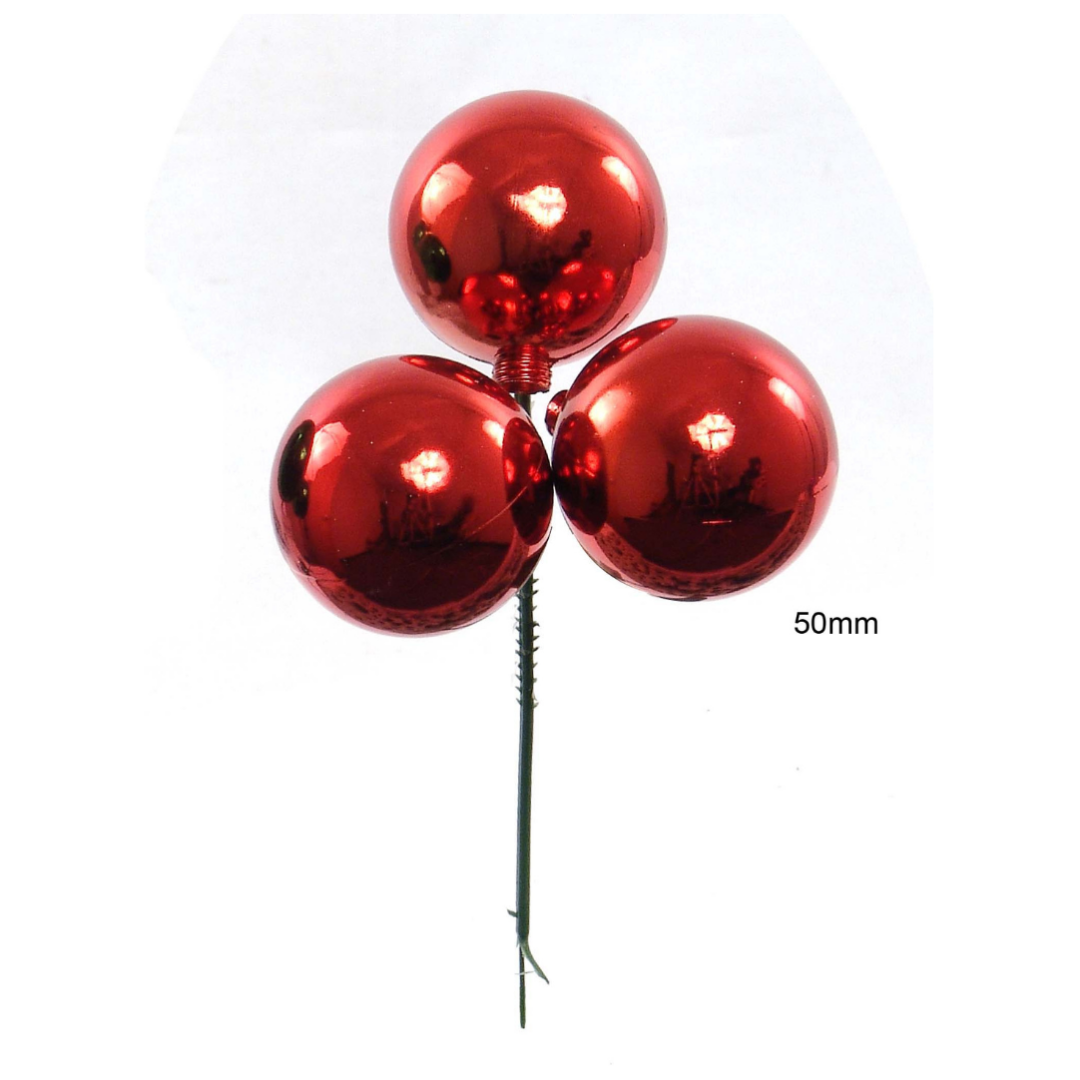 50mm Plastic Ball Pick - x3 Balls 2024 Christmas Collection - Larksilk