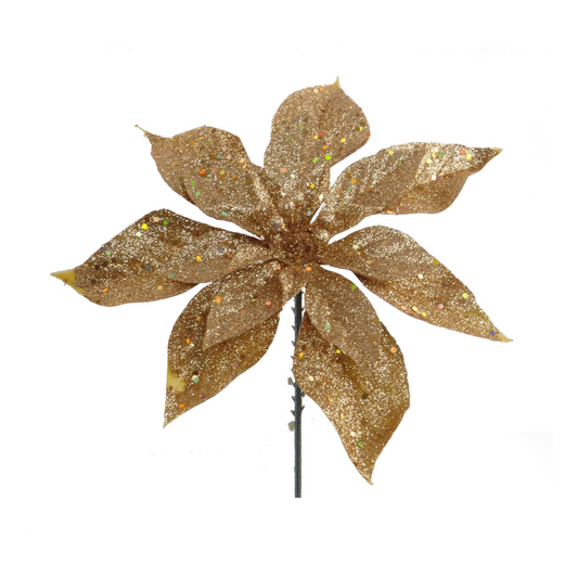 Glitter Poinsettia Pick - 8.5" Diameter
